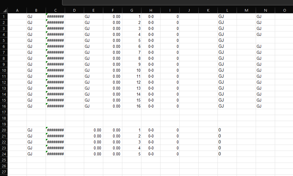 The result when pasted (using keep source formatting) and no highlighted cells
