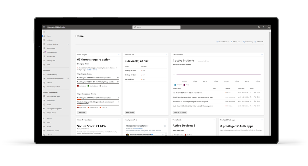 Microsoft 365 Defender security portal will include the Endpoints menu items when Microsoft Defender for Business has been rolled out to your Microsoft 365 Business Premium tenant.
