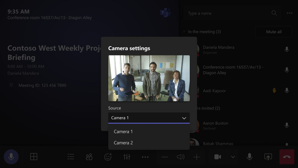Switch between mulitple video cameras in Teams Rooms on Windows.png