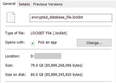Figure 9. File size and the encrypted database file we’re working against