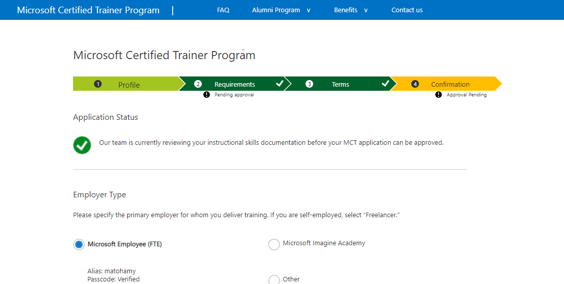 Assistance getting MCT approved | Microsoft Community Hub