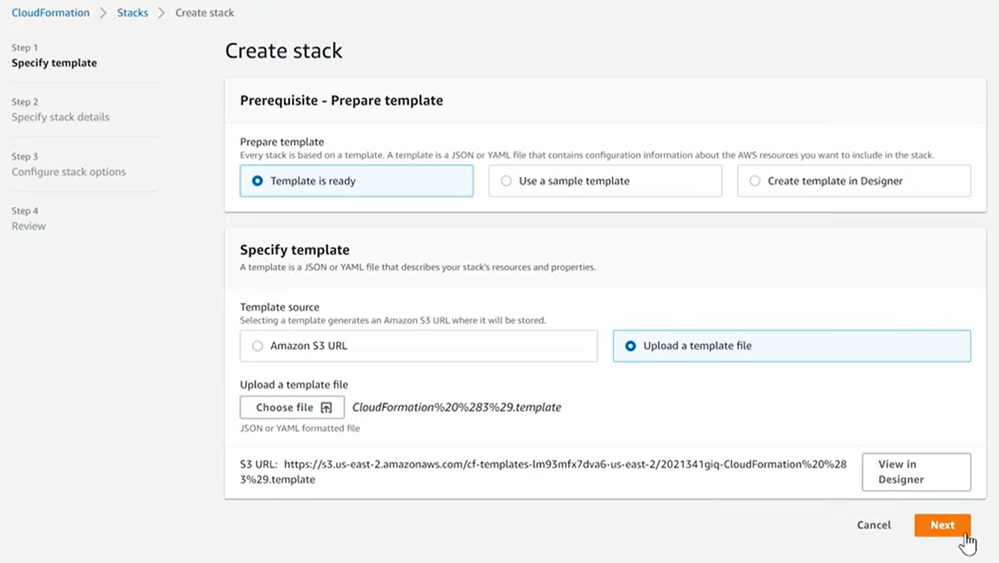 Download the CloudFormation template
