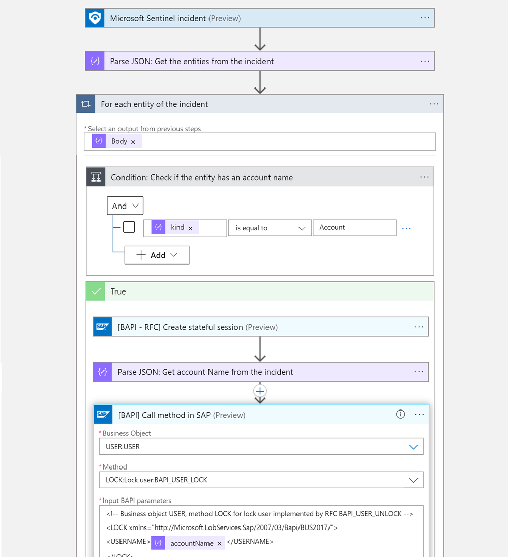 Logic app for blocking a user in SAP