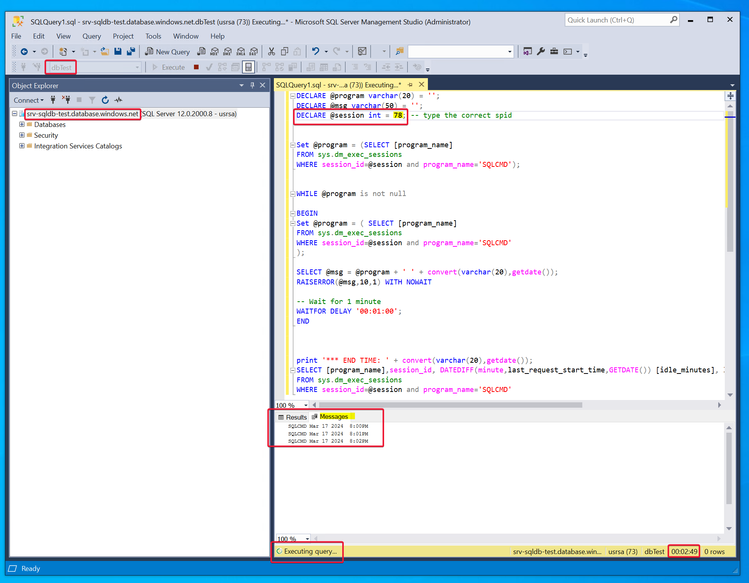 Azure SQL idle sessions are killed after about 30 minutes