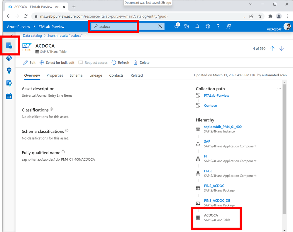 Azure Purview SAP data catalog