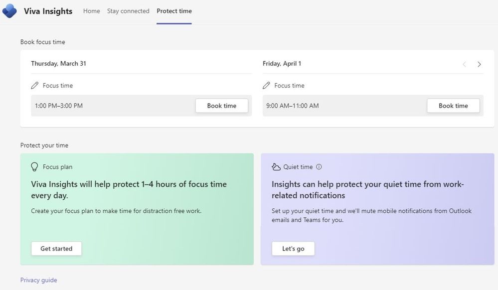 Focus mode expands on the focus time feature in Viva Insights, enabling Microsoft 365 users to work uninterrupted with Teams notifications silenced.