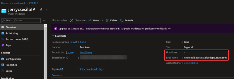 public IP address of CSES with Internal Load Balancer