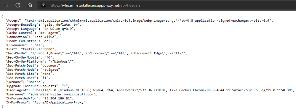 Authentication claims can be passed on as HTTP headers
