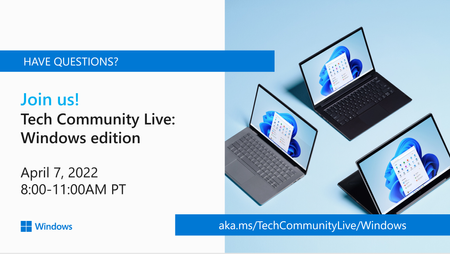 Announcement card showing that the Tech Community Live event will take place on April 7th