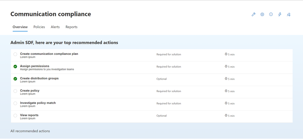 Communication Compliance Overview page with new guided experience.