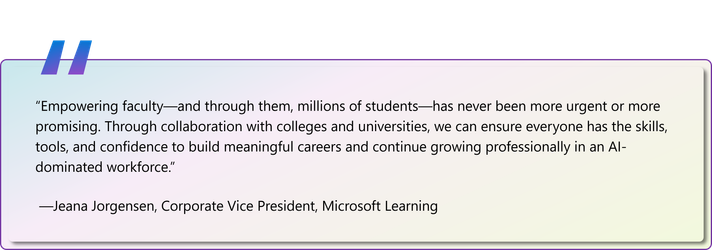 Cita de Jeana Jorgensen, vicepresidenta corporativa de Microsoft Learning