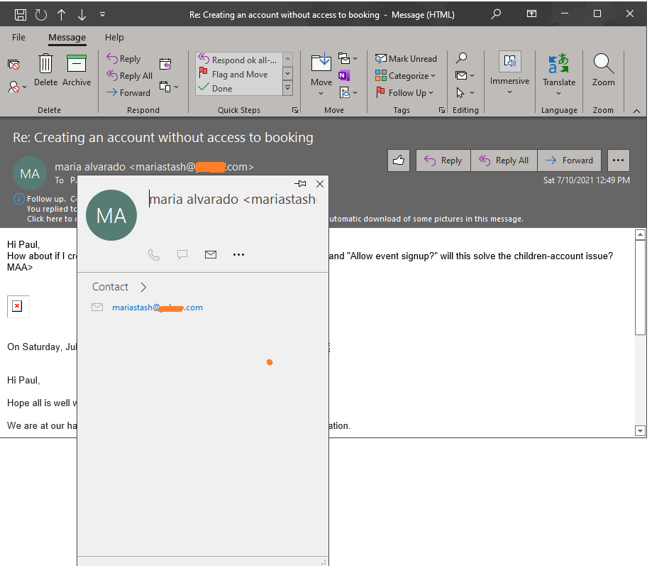 There IS an entry for this person in my Contacts.