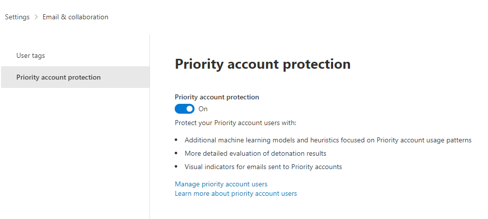 Figure 1: Priority account protection will be automatically enabled by default for applicable tenants