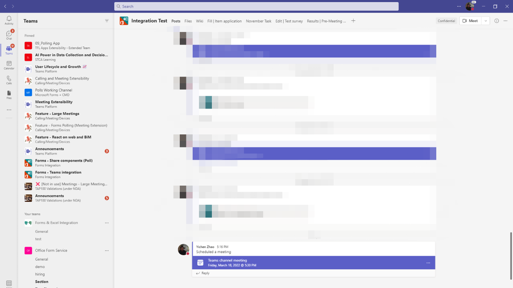 An image containing examples of posts in a specific channel in Microsoft Teams.