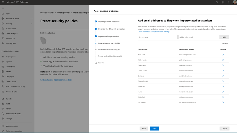 Figure 4. Impersonation protection - custom users