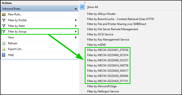 Firewall Filter by Group