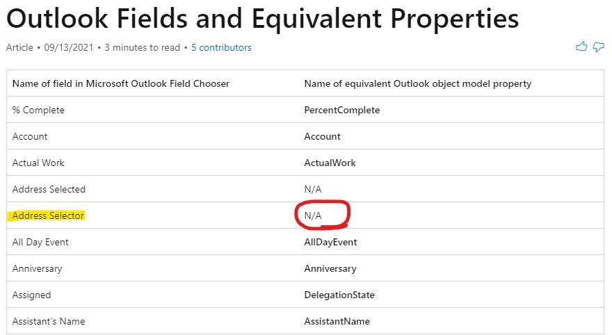 Outlook Contact {Address Selector} Property | Microsoft Community Hub