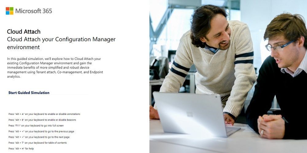 Screenshot of the first screen of the interactive guide on Cloud Attach your Configuration Manager environment
