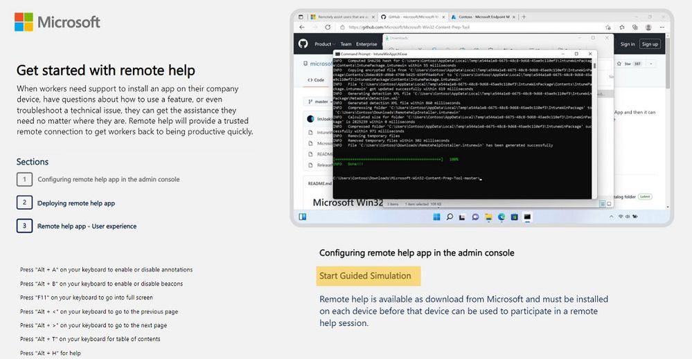 Screenshot of the first screen of the interactive guide on getting started with remote help
