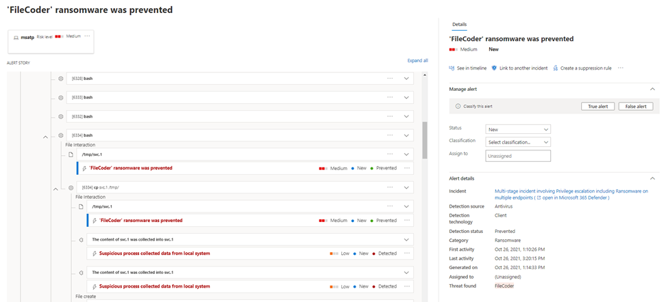 Screenshot showing an alert example in the portal with the new naming convention