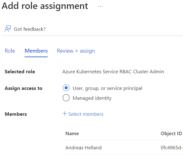 AKS RBAC Role Assignment