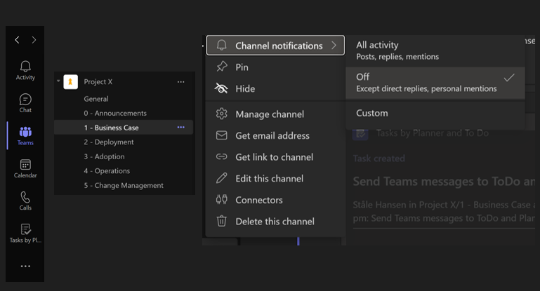 Figure 2. Turn off notifications for channels that do not interest you