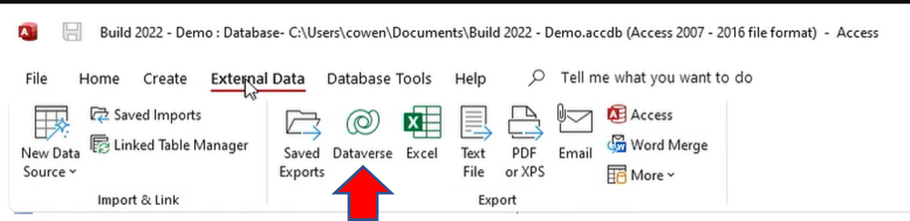 Figure 5 Dataverse Connector in Access