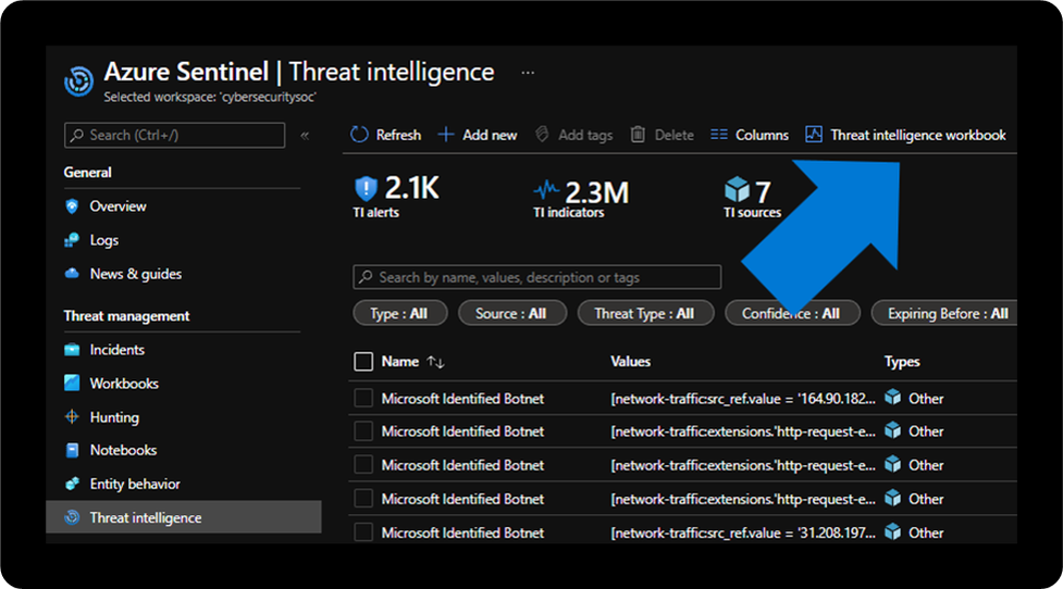 Access the Threat Intelligence Workbook