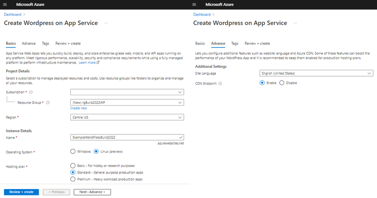 Create a Wordpress Site on Azure App Service