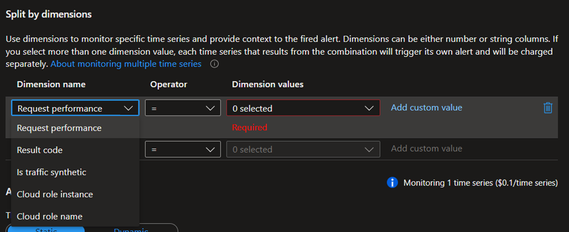 Dimensions setting of Alert Rule