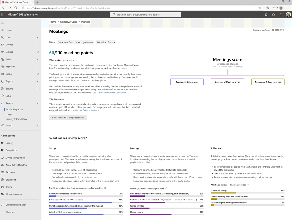 Productivity Score can be accessed through the Microsoft 365 Admin Center