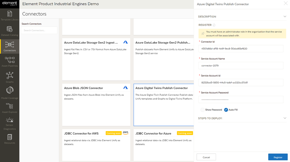 The Element Unify connector portal.
