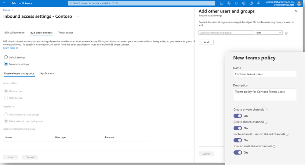 Figure 2: inbound access settings in Azure Active Directory