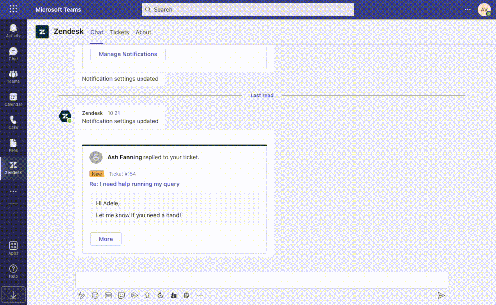A user can create a ticket using the app in Teams, by simply clicking on the create ticket command, and filling out the required fields.
