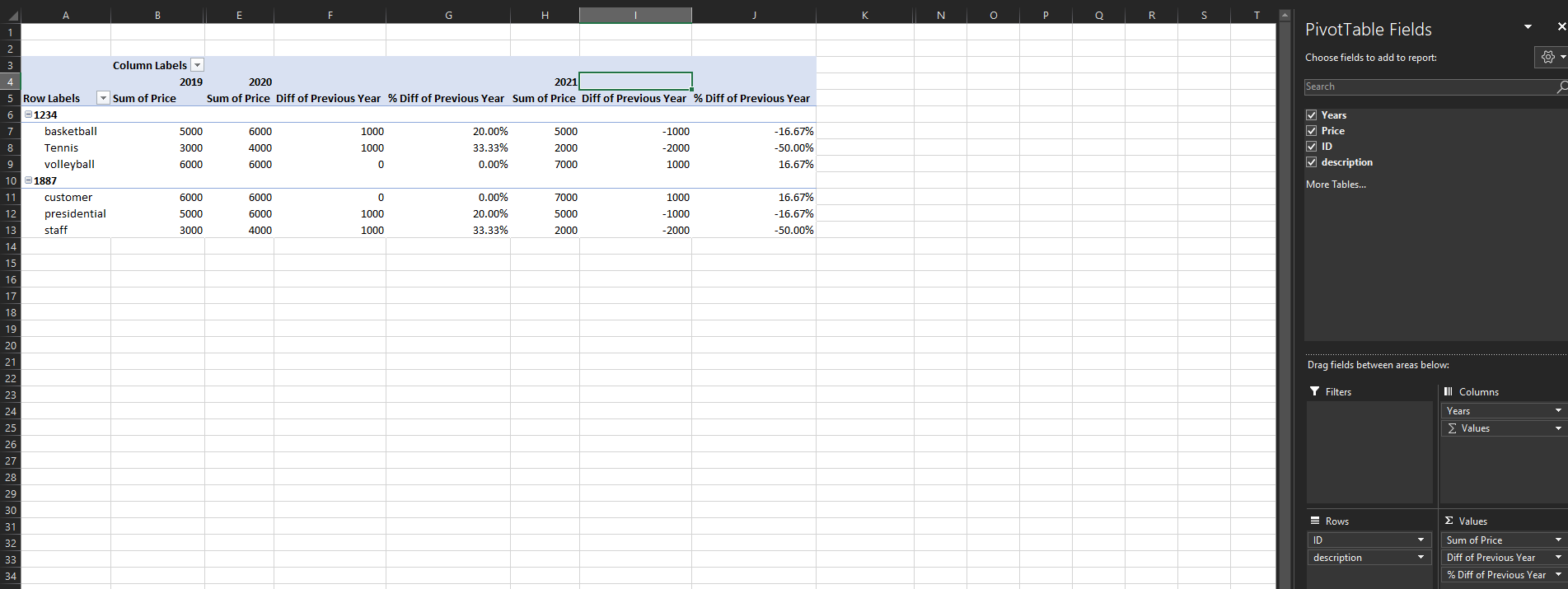 Rearranging columns in a Pivot Table that have equations attached to ...