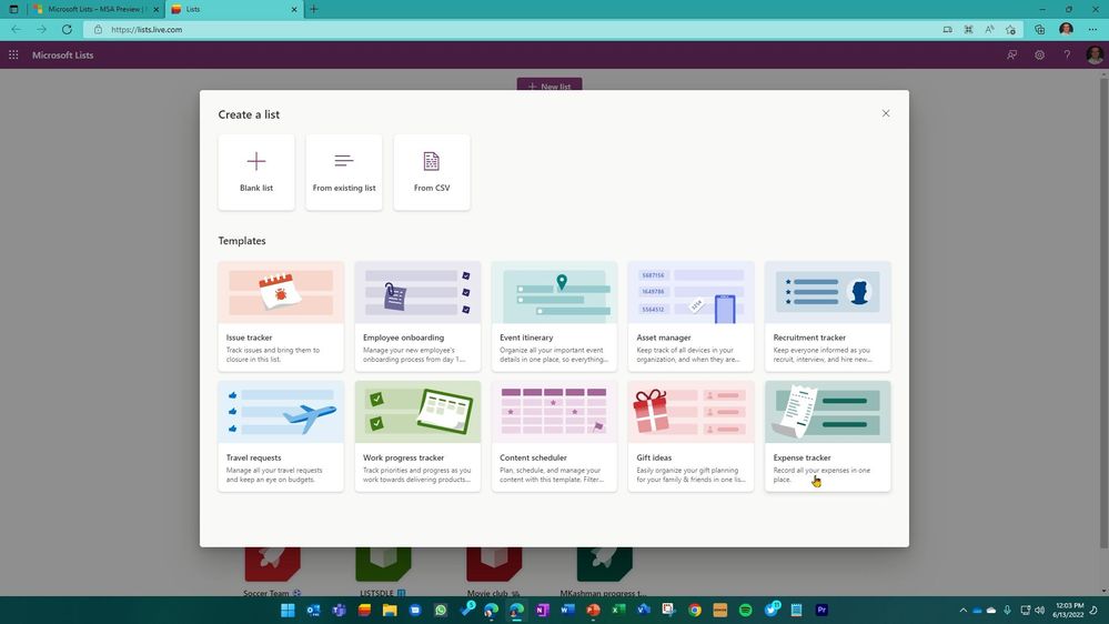 When using lists.live.com (Microsoft Lists - MSA Preview), you'll see new templates in the updated create list experience; the two new ones we cover in the video are ton he bottom-right.