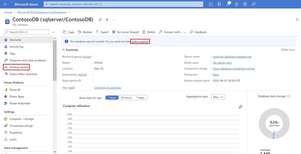Additional Getting Started entry points – a banner along the top of Overview, and an item in the lefthand menu