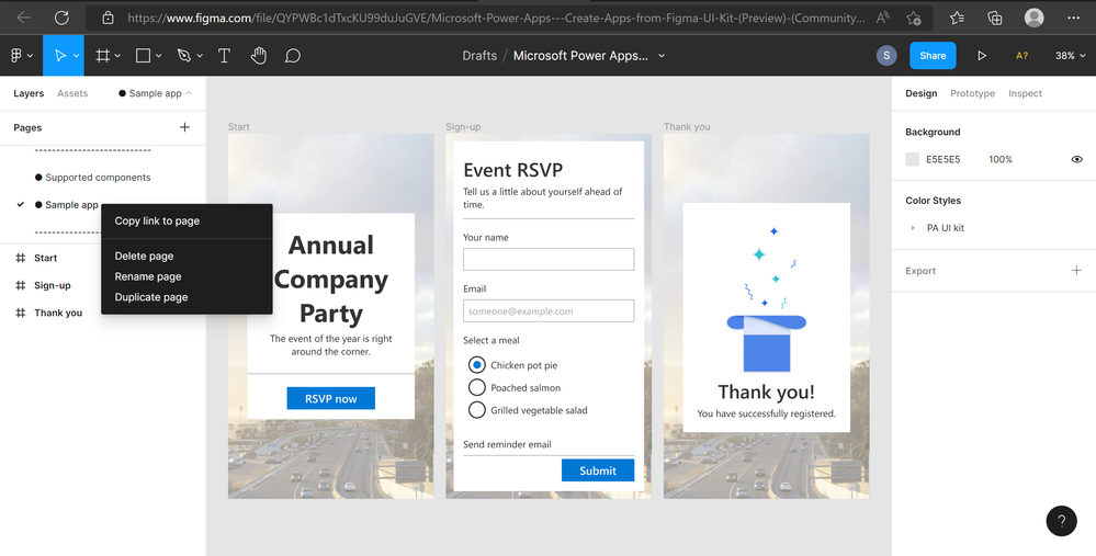 Picture showing Figma page options