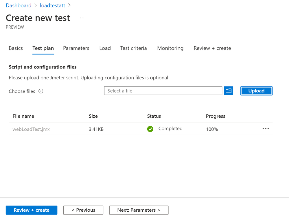 Upload an Apache JMeter script