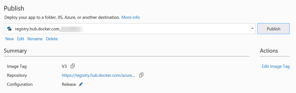 Publish window in Visual Studio