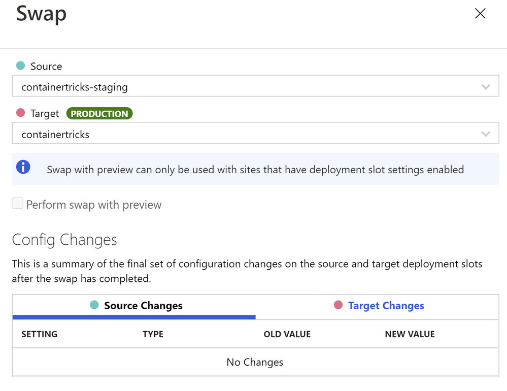 Swap deployment slots