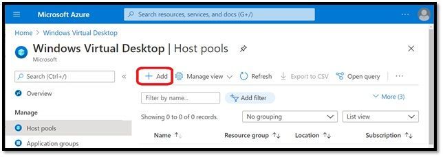 Create Empty Host Pool in Commercial