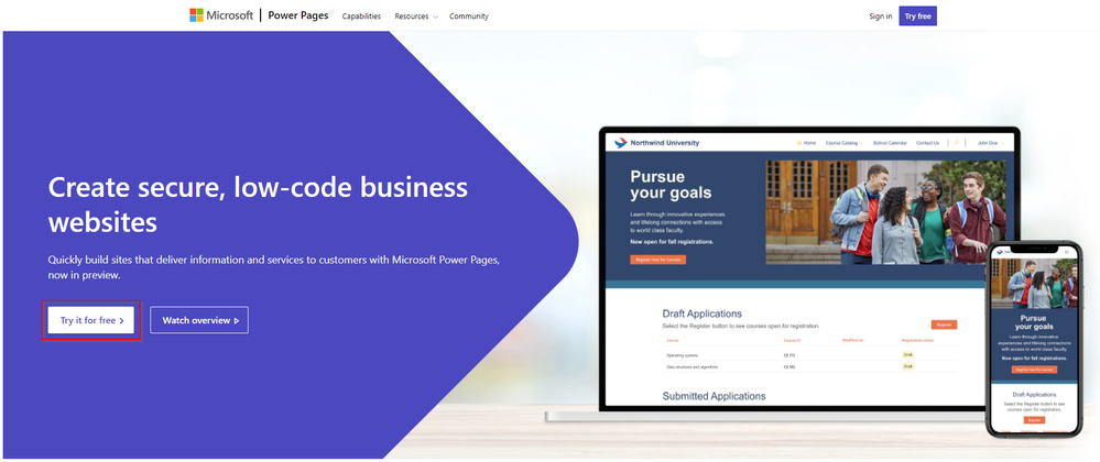 A picture showing a sign-up page for Power Pagess
