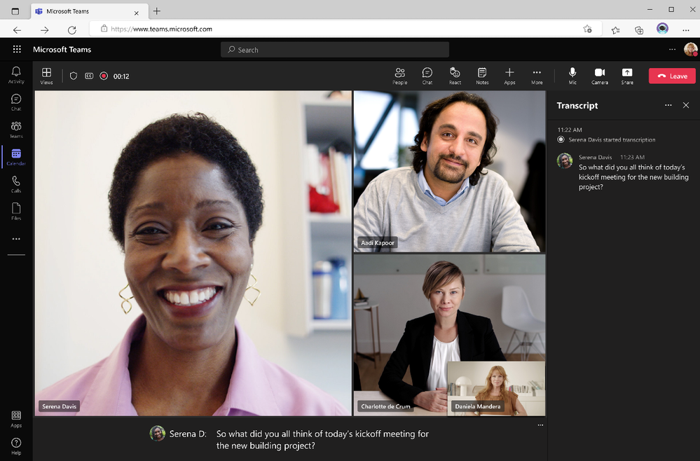 Live Captions and transcriptions for Teams meetings on Web.png