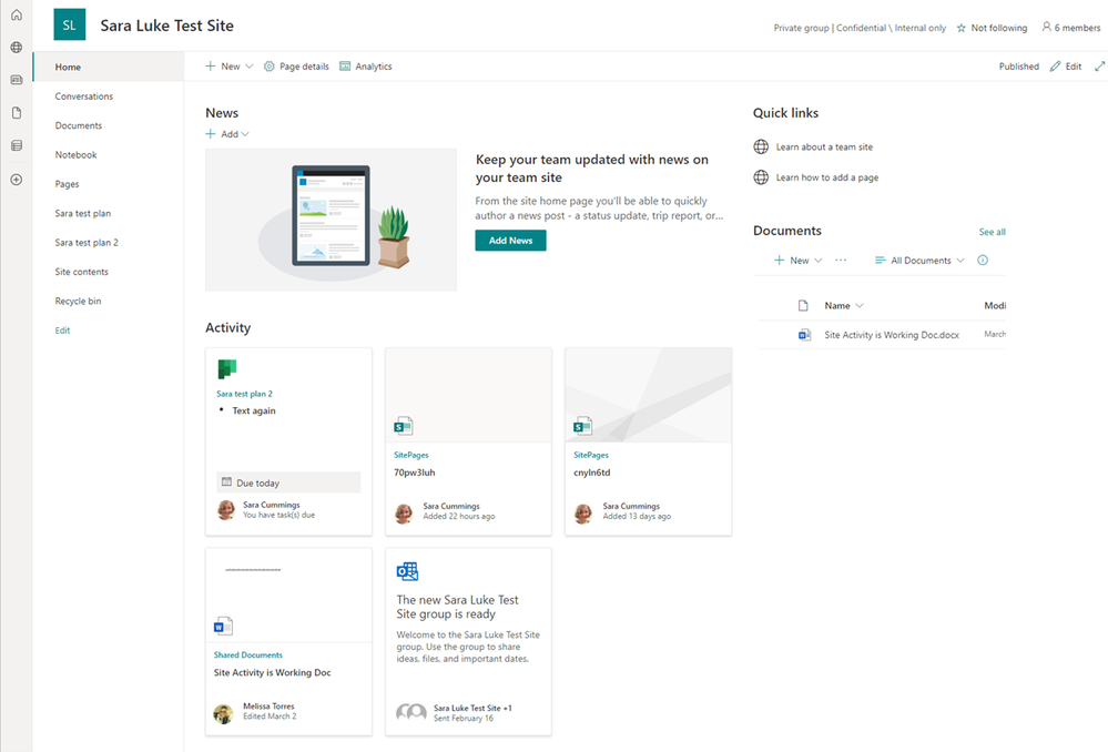When a task in Planner nears its due date, it will appear to your view in the team site activity feed.