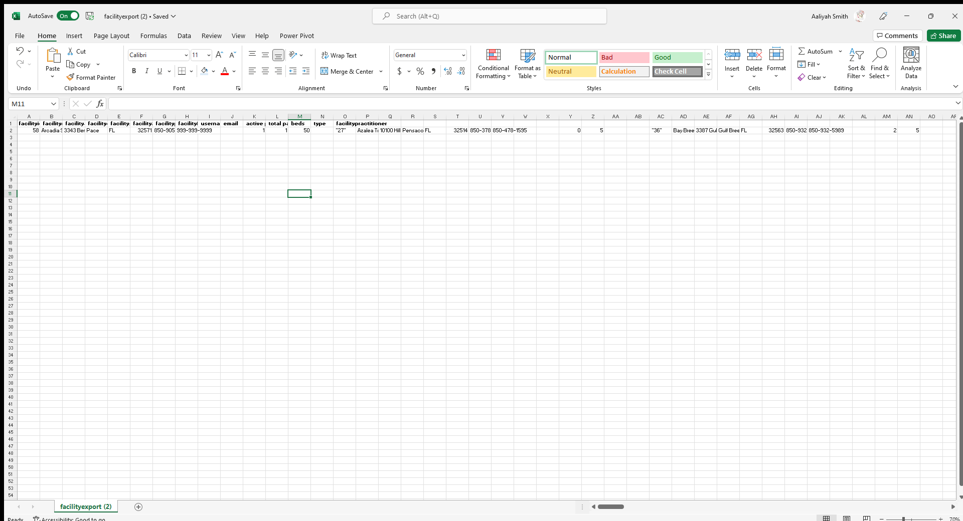 Downloaded excel document not formatting with information under headers ...