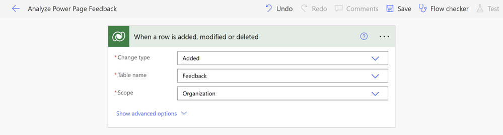 A picture showing Power Automate flow trigger
