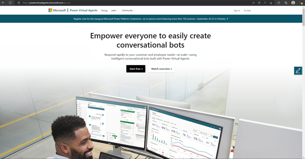 A picture showing getting started with Power Virtual Agents
