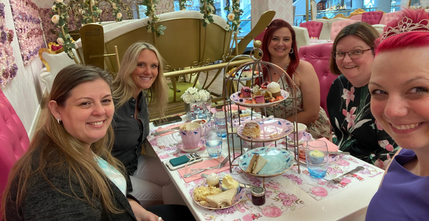 Women in Teams Community members enjoying tea while in the UK for Commsverse