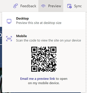 A picture showing how to preview a page/site in Power Pages